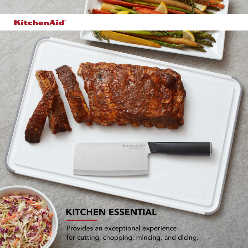 KitchenAid Classic Nonslip Plastic Cutting Board, 12x18Inch, White